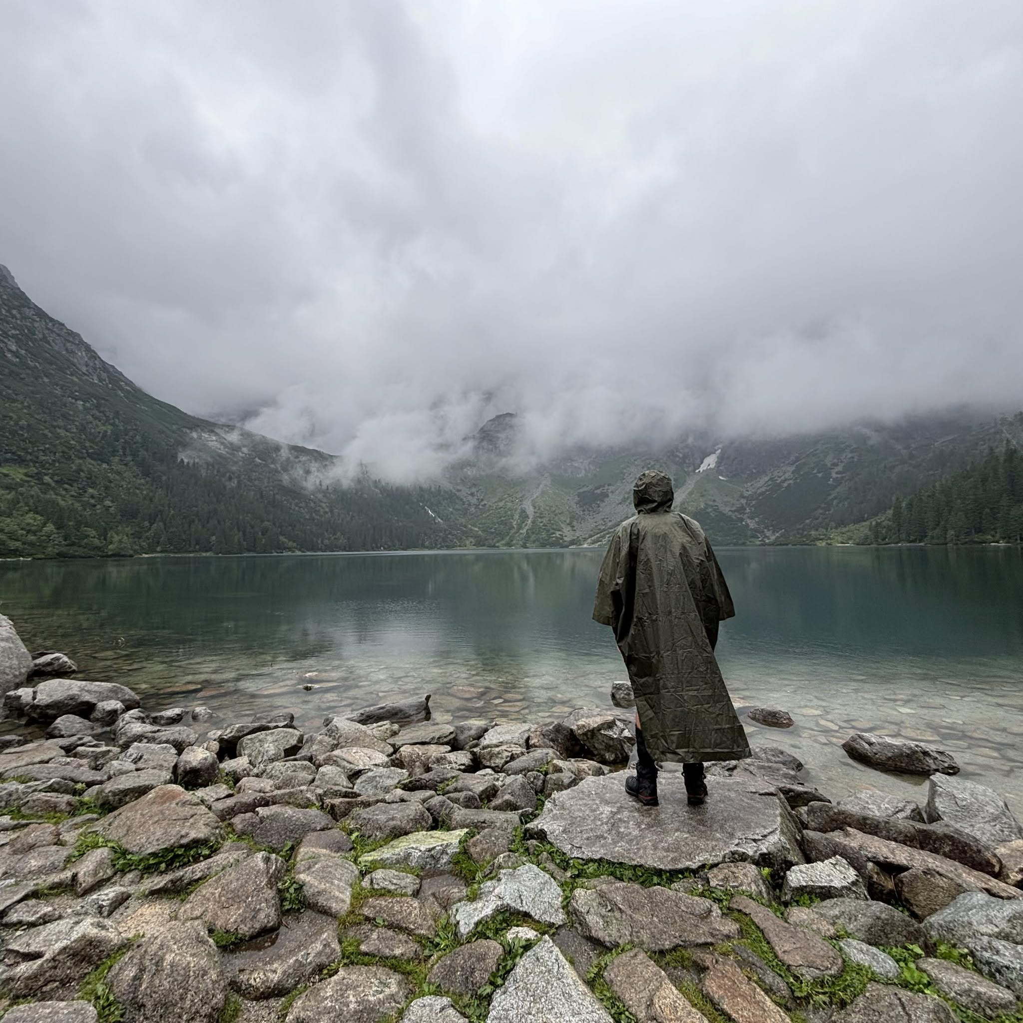 Lukas by a misty mountain lake in the Tatras